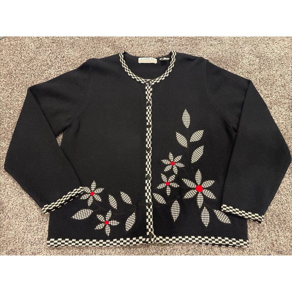 Vintage Classics by Marisa Chritina Cardigan Embroidered Appliqué Flowers XL